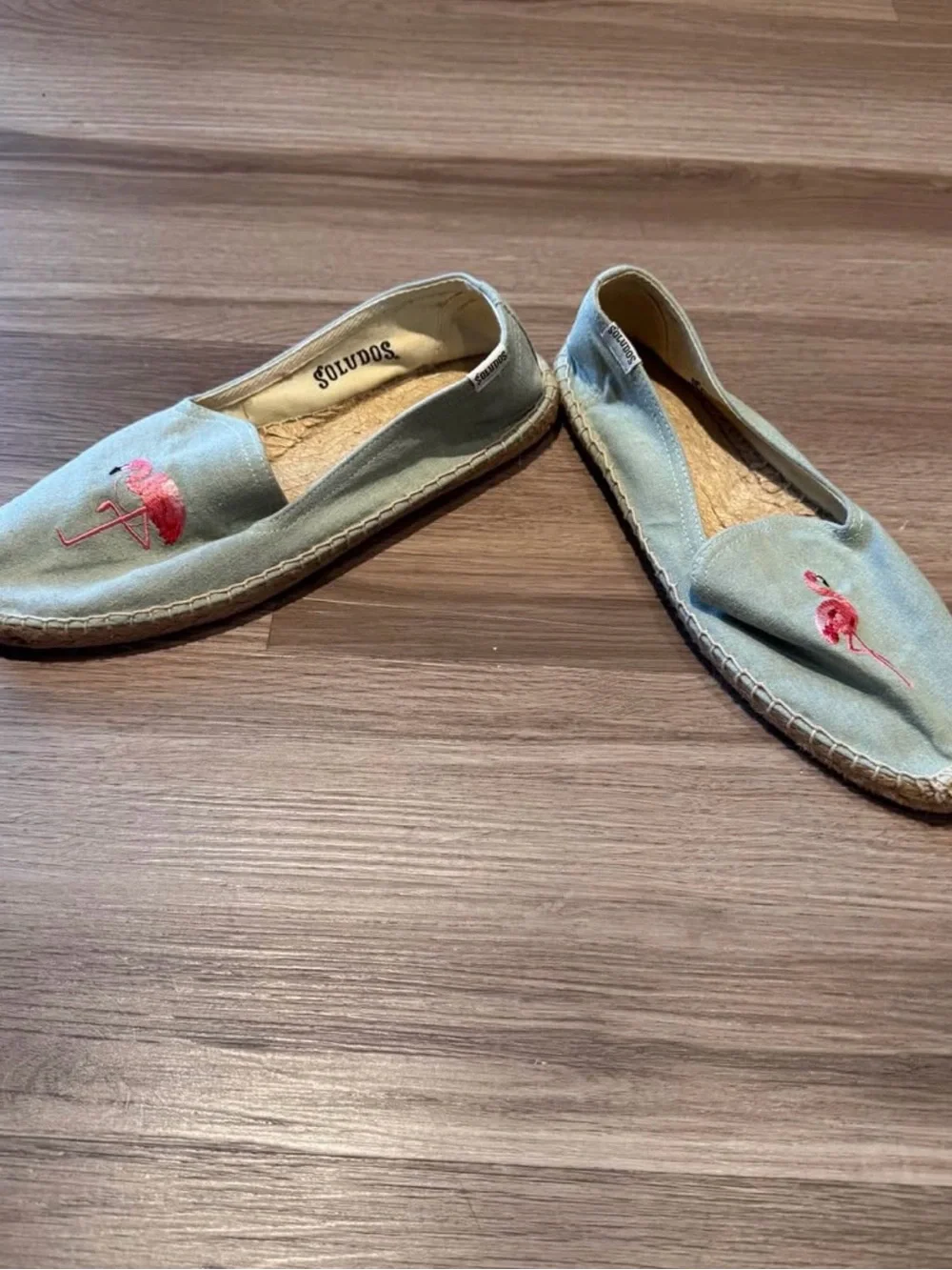SOLUDOS - Espadrilles Slip-Ons with Embroidered Pink Flamingos